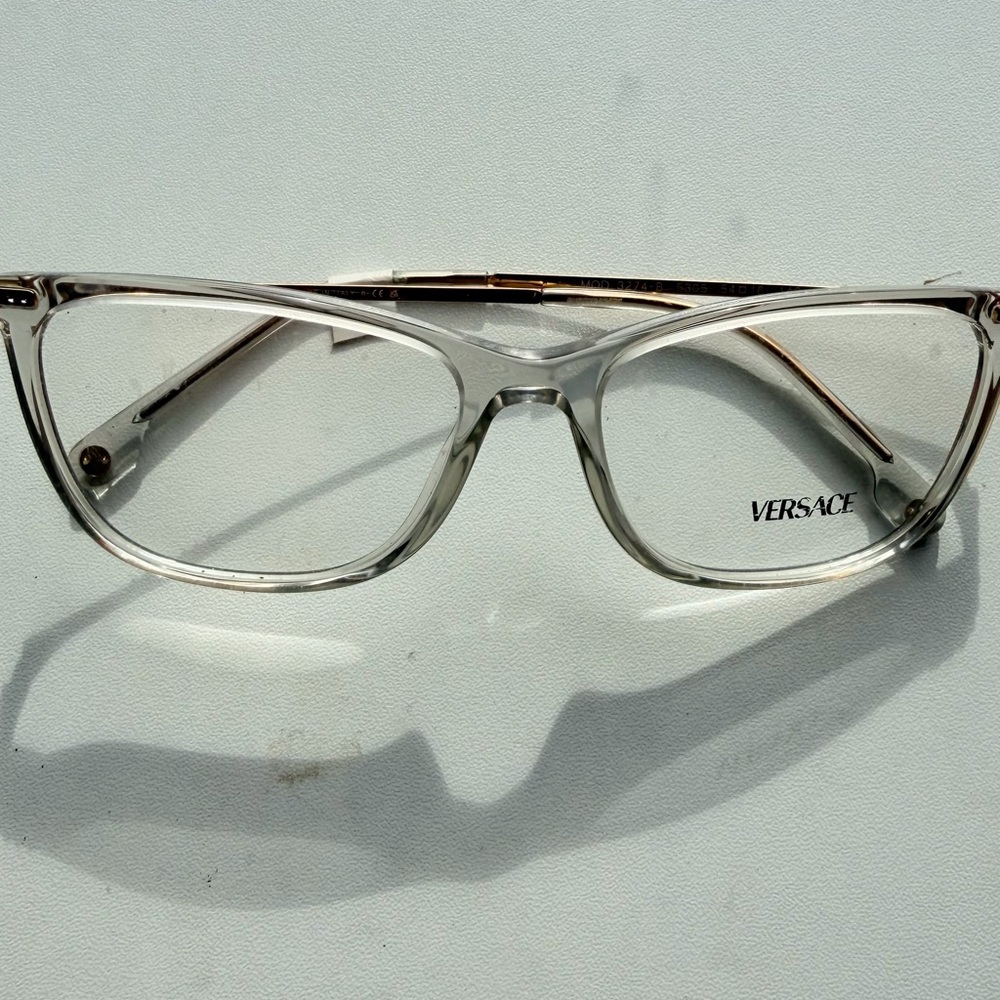Versace Eyeglasses Gold and Clear Eyewear Chic Sophisticated Retail $310